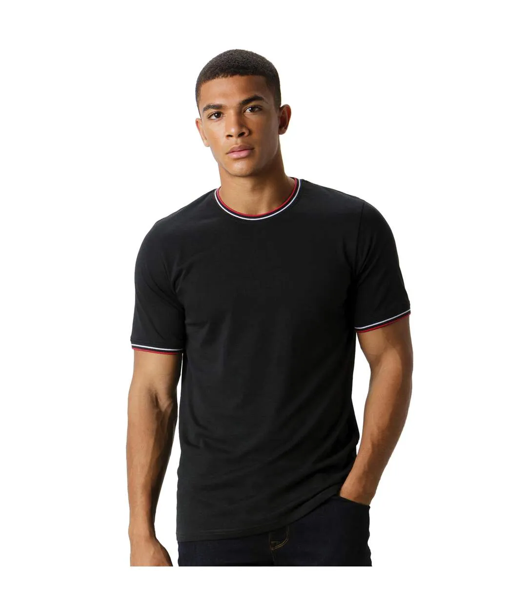 T-shirt fashion homme noir / blanc / rouge Kustom Kit