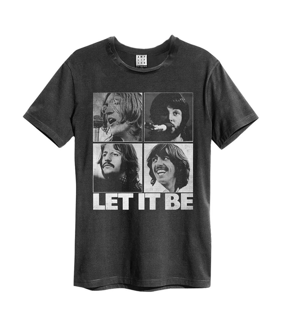 T-shirt let it be vintage adulte gris foncé Amplified