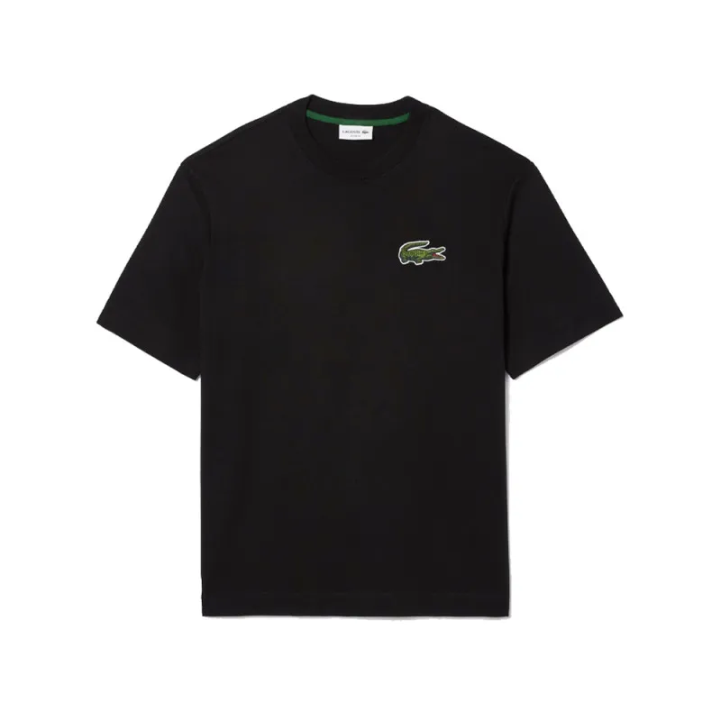T-SHIRT UNISEXE LOOSE FIT AVEC GRAND CROCODILE COTON ÉPAIS NOIR