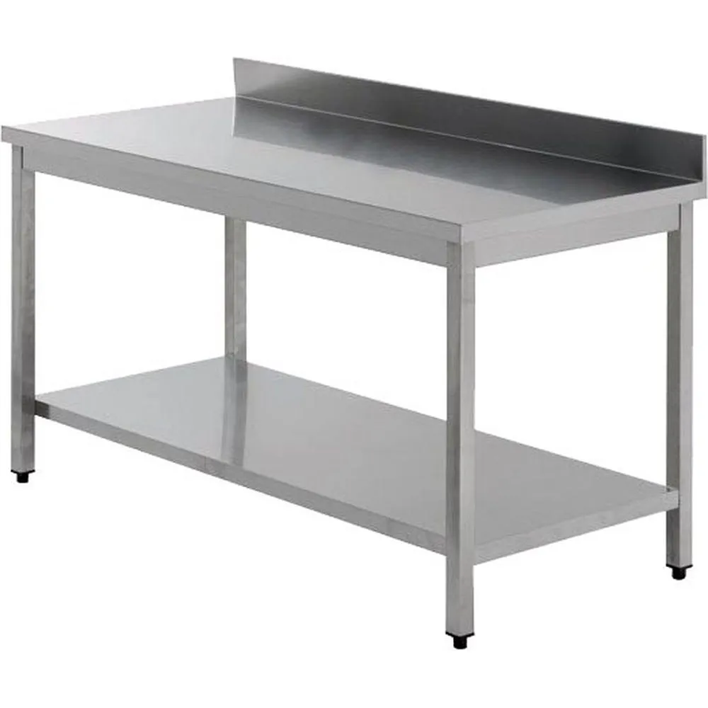 Table inox 304 soudee adossee avec etagere