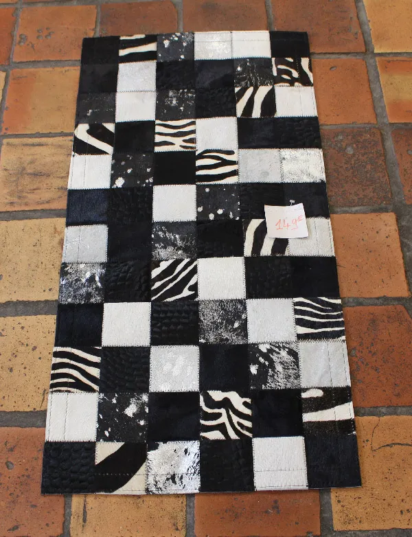 Tapis patchwork en peau de vache zébrée