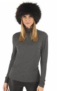 Toque agneau et fourrure renard marron Helma - La Canadienne - Accessoires Peau Lainée Marron Foncé