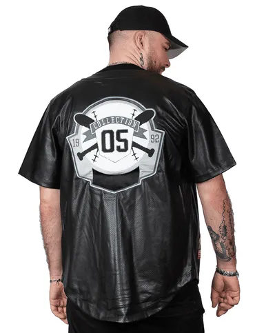 Veste College Leather Baseball Jersey Noir Fubu